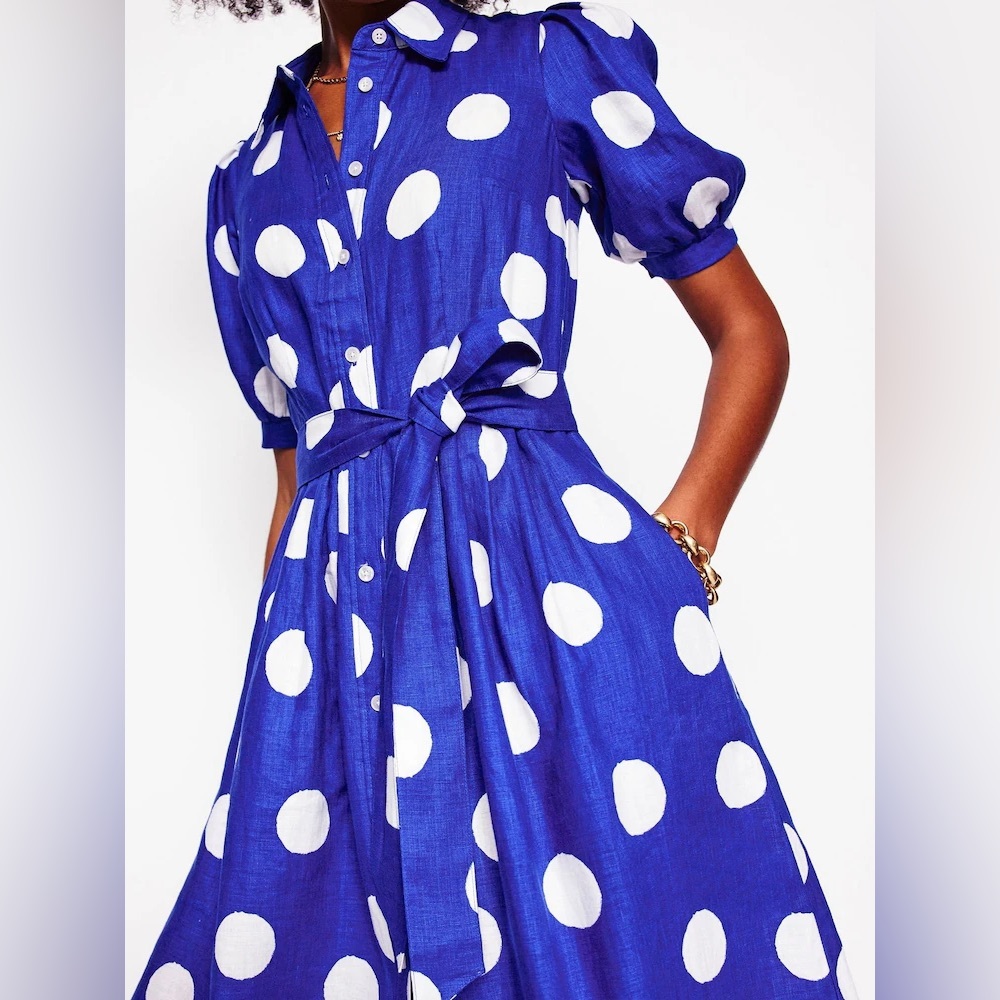 Boden Blue Alexa Linen Maxi Shirt Dress - Picture 4 of 13